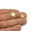 Brass Star Charm, 12 Raw Brass Star Shaped Charms, Charm Pendants, Connectors (23x21x0.60mm) A3557
