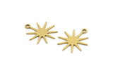 Brass Sun Charm, 12 Raw Brass Sun Charms With 1 Loop, Charm Pendants (17x15x0.60mm) A3556