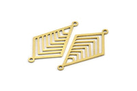 Pirinç Elmas Charm, 2 Döngülü 12 Ham Pirinç Elmas Şekilli Charm, Bağlantı Parçaları (32x18x0,60 mm) A3659