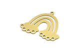 Brass Rainbow Charm, 10 Raw Brass Cloudy Rainbow Shaped Charms With 1 Loop And 8 Holes, Pendant Charms, Findings (23x27x0.60mm) A3668