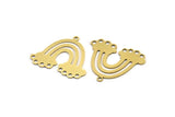 Brass Rainbow Charm, 10 Raw Brass Cloudy Rainbow Shaped Charms With 1 Loop And 8 Holes, Pendant Charms, Findings (23x27x0.60mm) A3668