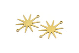 Brass Sun Charm, 12 Raw Brass Sun Charms With 2 Loops, Connectors (28x23x0.60mm) A3664