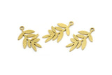 Brass Leaf Charm, 12 Raw Brass Leaf Charms With 1 Loop, Charm Pendants (22x13x0.60mm) A3567