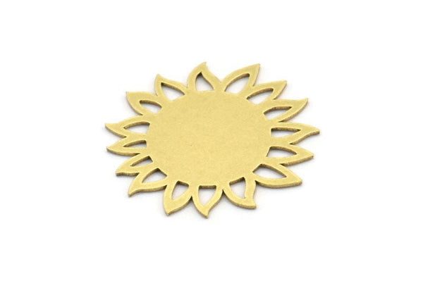 Brass Flower Charm, 8 Raw Brass Sunflower Shaped Charms, Earring Charms (25x23x0.60mm) A3598