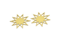 Pirinç Yıldız Tılsımı, 10 Ham Pirinç Yıldız Şekilli Tılsım, Tılsım Kolye Uçları, Bağlantı Elemanları (26x25x0,60 mm) A3658