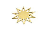 Brass Star Charm, 8 Raw Brass Star Shaped Charms, Charm Pendants, Connectors (30x28x0.60mm) A3655