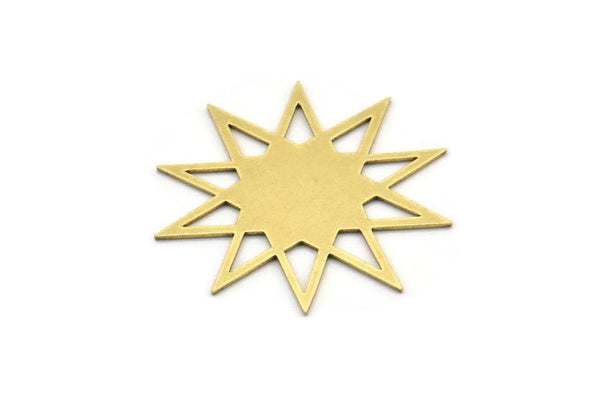 Brass Star Charm, 8 Raw Brass Star Shaped Charms, Charm Pendants, Connectors (30x28x0.60mm) A3655