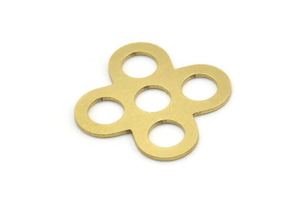 Pirinç Geometrik Bağlantı Parçası, 6 Ham Pirinç Artı Şekilli Bağlantı Parçası, Charm Parçaları, Yuvarlak Parçalar (32x26x1mm) A3522