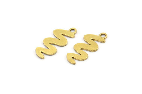 Brass Worm Charm, 24 Raw Brass Worm Charms With 1 Loop, Earring Charms (16x7x0.60mm) A3632