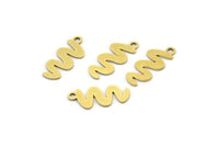 Brass Worm Charm, 24 Raw Brass Worm Charms With 1 Loop, Earring Charms (16x7x0.60mm) A3632