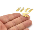 Brass Worm Charm, 24 Raw Brass Worm Charms With 1 Loop, Earring Charms (16x7x0.60mm) A3632