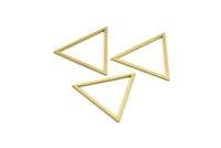Brass Triangle Charm, 12 Raw Brass Triangle Charms, Geometric Findings, Connector Findings (36x34x1mm) A3670