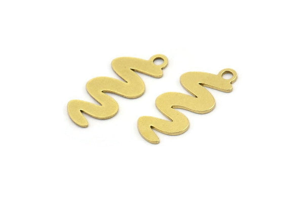 Brass Worm Charm, 24 Raw Brass Worm Charms With 1 Loop, Earring Charms (20x9x0.60mm) A3633