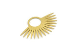 Brass Sun Charm, 8 Raw Brass Sun Charms, Charm Pendants (43x28x0.60mm) A3611
