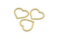 Brass Heart Charm, 24 Raw Brass Heart Connectors, Findings (20x23x1mm) A3544