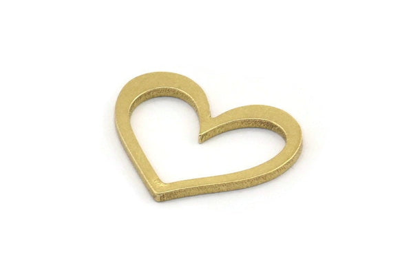 Brass Heart Charm, 24 Raw Brass Heart Connectors, Findings (13x17x1mm) A3542