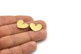 Brass Heart Blank, 12 Raw Brass Heart Blanks, Stamping Blanks (15x19x0.60mm) A3536