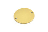Brass Stamping Tag, 8 Raw Brass Round Charms With 2 Holes, Connectors (19x0.60mm) A3574