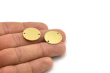 Brass Stamping Tag, 8 Raw Brass Round Charms With 2 Holes, Connectors (19x0.60mm) A3574