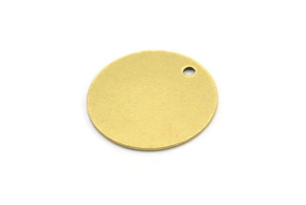 Brass Stamping Tag, 10 Raw Brass Round Charms With 1 Hole (16x0.60mm) A3573