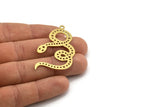 Brass Snake Charm, 4 Raw Brass Snake Pendants With 1 Loop, Charms, Findings (50x30x0.60mm) A3534