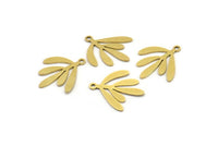 Brass Leaf Charm, 24 Raw Brass Leaf Charms With 1 Loop, Charm Pendants (18x17x0.60mm) A3578