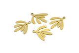 Brass Leaf Charm, 24 Raw Brass Leaf Charms With 1 Loop, Charm Pendants (18x17x0.60mm) A3578
