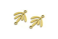 Brass Leaf Charm, 24 Raw Brass Leaf Charms With 2 Loops, Connectors (17x12x0.60mm) A3575