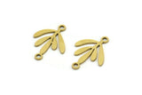 Brass Leaf Charm, 24 Raw Brass Leaf Charms With 2 Loops, Connectors (17x12x0.60mm) A3575