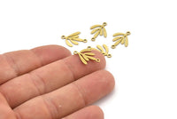 Brass Leaf Charm, 24 Raw Brass Leaf Charms With 2 Loops, Connectors (17x12x0.60mm) A3575