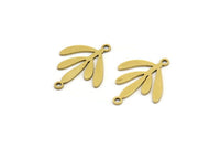 Brass Leaf Charm, 24 Raw Brass Leaf Charms With 2 Loops, Connectors (21x17x0.60mm) A3579