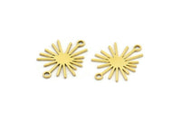 Brass Sun Charm, 24 Raw Brass Sun Charms With 2 Loops, Connectors (18x14x0.60mm) A3653