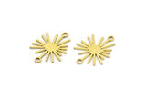 Brass Sun Charm, 24 Raw Brass Sun Charms With 2 Loops, Connectors (18x14x0.60mm) A3653