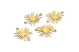 Brass Sun Charm, 24 Raw Brass Sun Charms With 2 Loops, Connectors (18x14x0.60mm) A3653