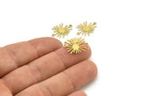 Brass Sun Charm, 24 Raw Brass Sun Charms With 2 Loops, Connectors (18x14x0.60mm) A3653