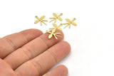 Brass Flower Charm, 50 Raw Brass Flower Charms With 1 Loop, Brass Connectors (18x15x0.60mm) A3649