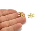 Brass Flower Charm, 24 Raw Brass Round Shaped Flower Charms With 1 Hole, Charm Pendants (16x15x0.60mm) A3592
