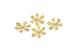 Brass Flower Charm, 24 Raw Brass Round Shaped Flower Charms With 2 Holes, Charm Pendants (16x15x0.60mm) A3593