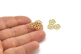 Brass Flower Charm, 24 Raw Brass Flower Shape Charms, Charm Pendants (22x17x0.60mm) A3517