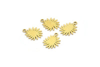 Brass Sun Charm, 50 Raw Brass Sun Charms With 1 Loop, Connectors (13x11x0.60mm) A3645