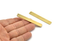 1 Hole Brass Bar, 10 Raw Brass Rectangle Stamping Blank With 1 Hole, Pendant (8x60x1mm) Y166