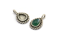 Gümüş Damla Charm, 1 Döngülü 4 Antik Gümüş Kaplama Pirinç Damla Charm - Ped Boyutu 6x8mm (15x11mm) N2068 H1514