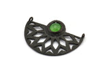 Black Ethnic Pendant, 2 Oxidized Brass Black Semi Circle Pendants with 2 Loops and 1 Pad Setting (36x25x3x1mm) BS 1948 S703