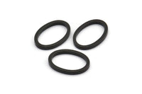 Black Oval Charm, 12 Oxidized Brass Black Oval Connectors (13x19x2mm) BS 1738 S715