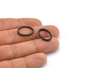 Black Oval Charm, 12 Oxidized Brass Black Oval Connectors (13x19x2mm) BS 1738 S715