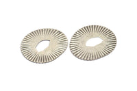 Silver Grooved Disc, 4 Antique Silver Plated Brass Grooved Disc Charms With 1 Hole, Earrings, Pendants, Findings (42x38x0.50mm) D0799 H0832