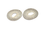 Silver Grooved Disc, 4 Antique Silver Plated Brass Grooved Disc Charms With 1 Hole, Earrings, Pendants, Findings (42x38x0.50mm) D0799 H0832