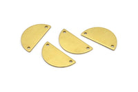 Semi Circle Pendant, 24 Raw Brass Semi Circle Blanks With 2 Holes (21x10x0.80mm) R035