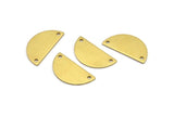 Semi Circle Pendant, 24 Raw Brass Semi Circle Blanks With 2 Holes (21x10x0.80mm) R035