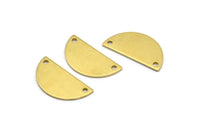 Semi Circle Pendant, 24 Raw Brass Semi Circle Blanks With 2 Holes (21x10x0.80mm) R035